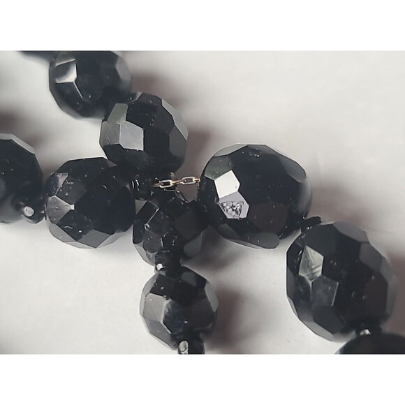 Hobe Faceted Black Beaded Necklace Vintage - Picture 8 of 10